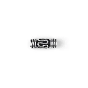 11mm Antique Silver Plated Bali Style Barbell Tube Bead (10 Pieces)