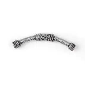 45mm Antique Silver Plated Bali Style Curved Double Barbell Tube Bead (5 Pieces)