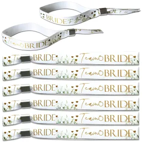 8 Botanical Floral Team Bride Hen Party Wristbands and 1 Bride to Be Wristband