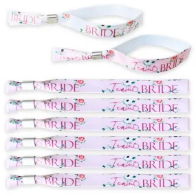 8 Pink Floral Rose Gold Team Bride Hen Party Wristbands and 1 Bride to Be Wristband
