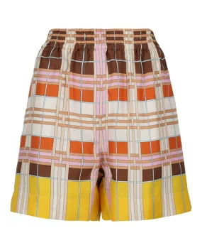Burberry Womens Abstract-Check Silk Shorts