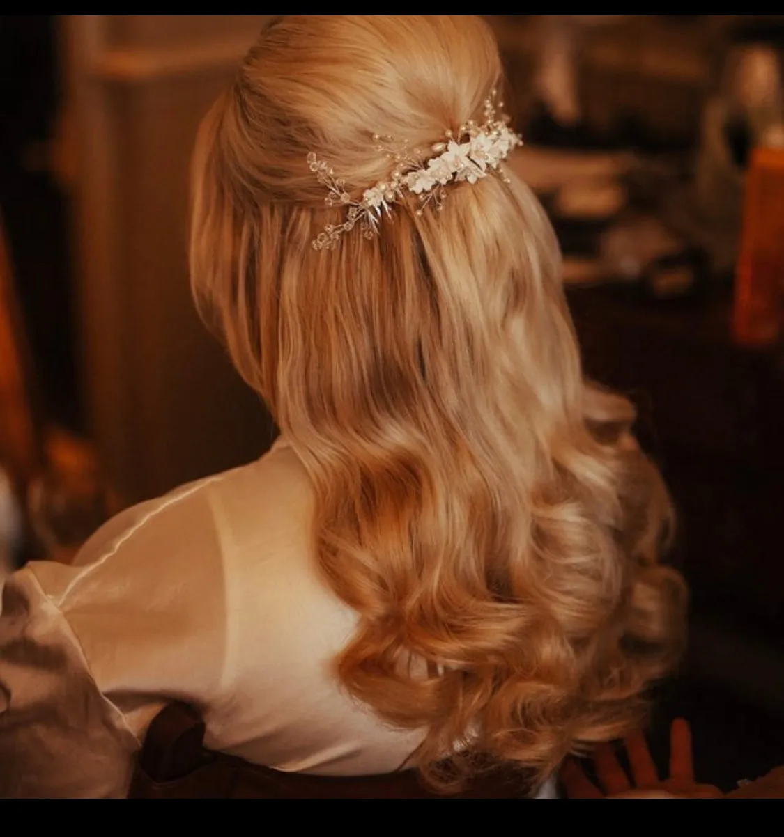 Clay Flower Wedding Hair Comb