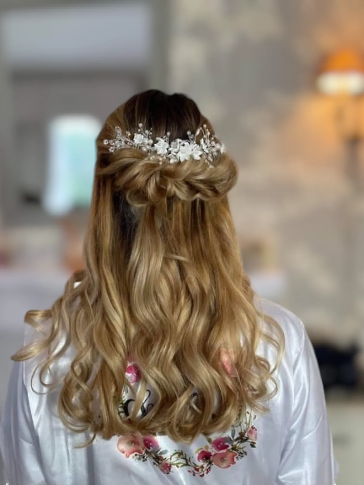 Clay Flower Wedding Hair Comb