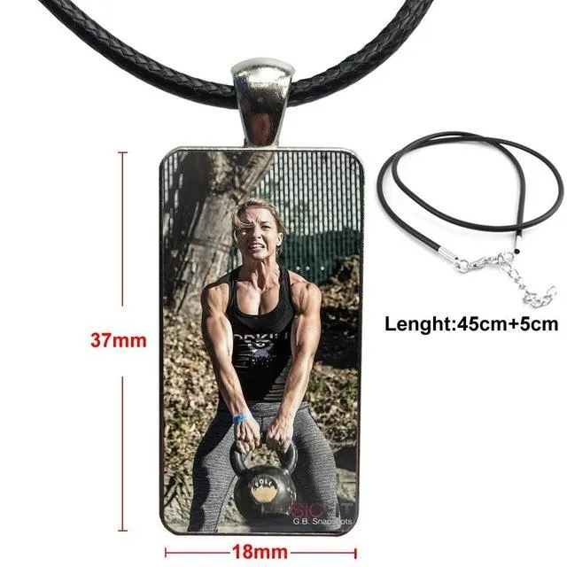 Design Fashion Vintage Glass Women Rectangle Necklace Pendants For Girls Gifts Body Building Crossfit Kettlebells
