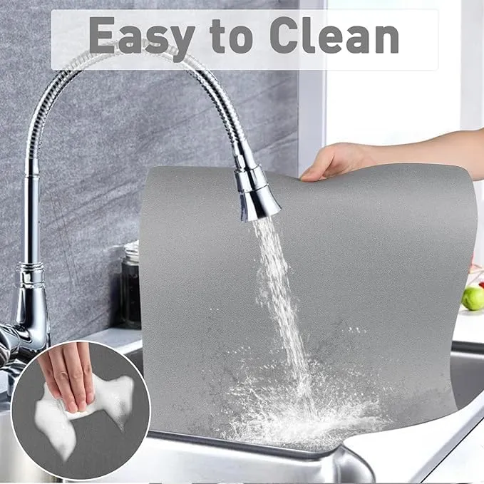 Dish Drying Mat | Good Size | 3.5mm Thickness | Durable | Quick-Dry & Easy to Clean | Coffee Mat | Multifunctional, (Beautiful Grey)