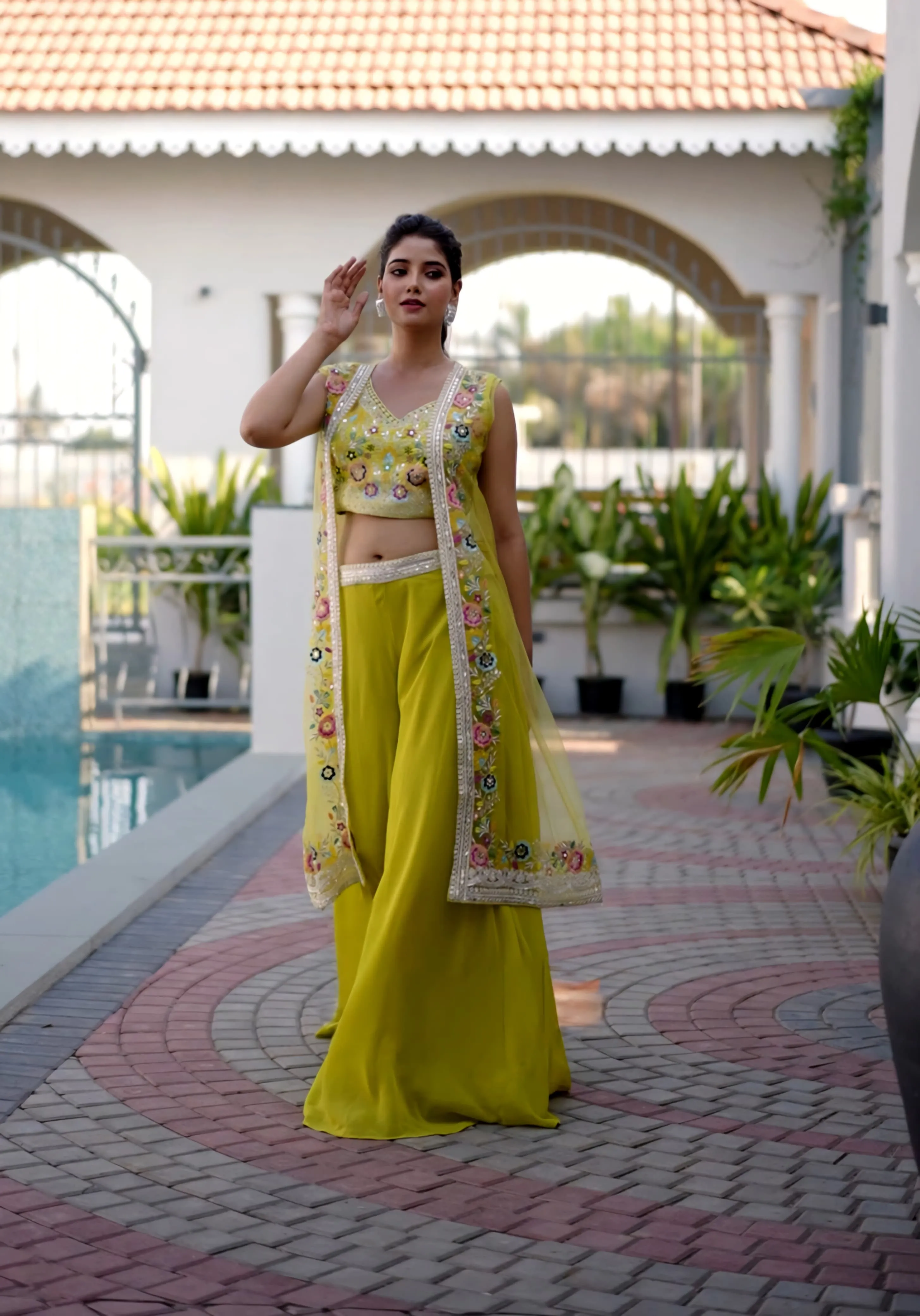 Exquisite Designer Indo Western Set: Embroidery, Mirrors & Stones