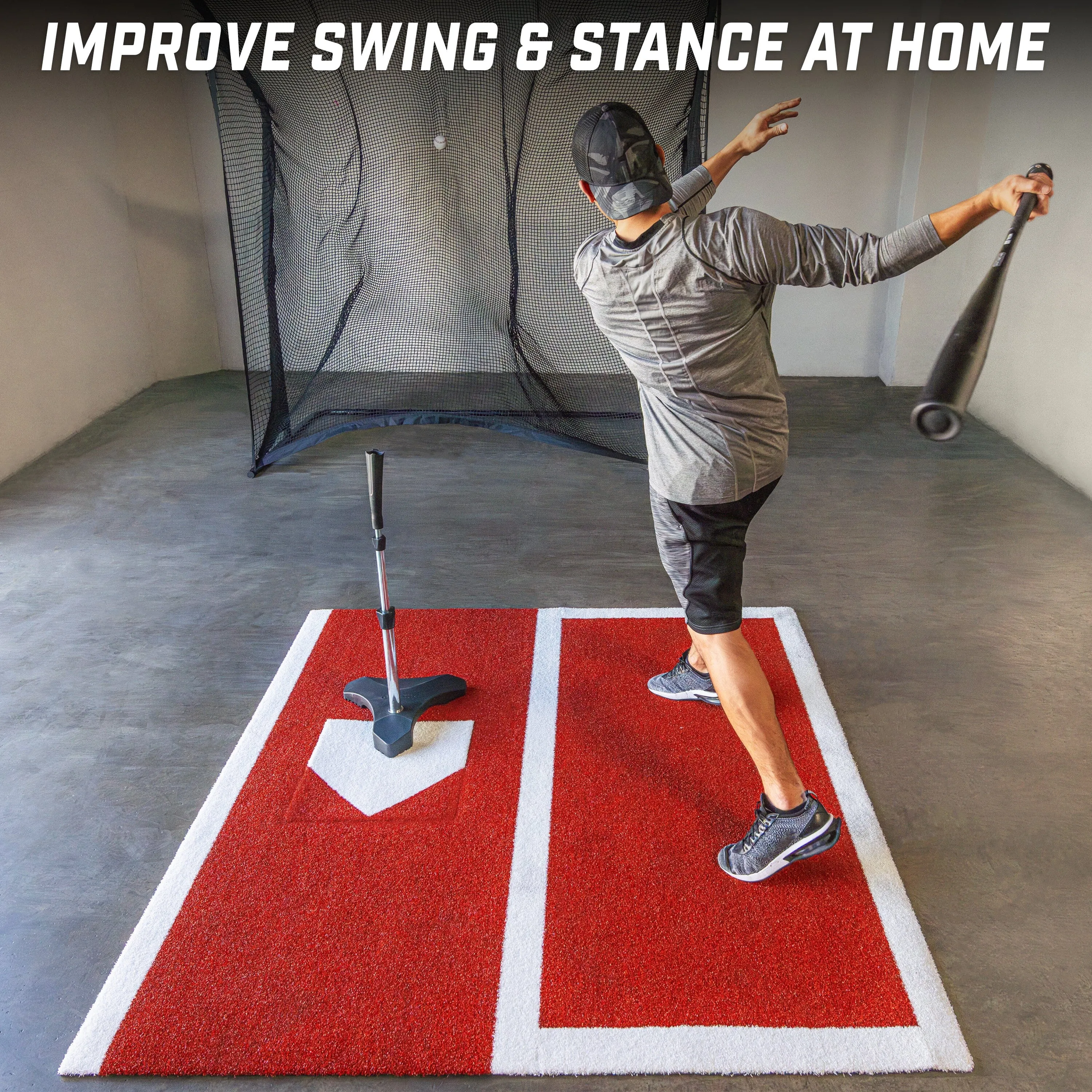 GoSports Baseball / Softball Turf Batting Mat - 6 ft x 5.5 ft Switch Hitting Design with Reversible Home Plate