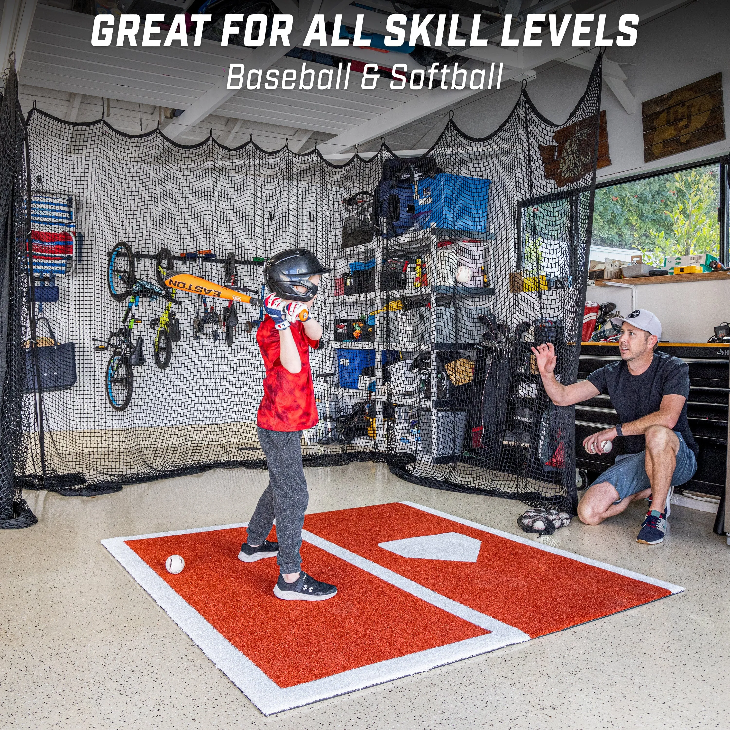 GoSports Baseball / Softball Turf Batting Mat - 6 ft x 5.5 ft Switch Hitting Design with Reversible Home Plate