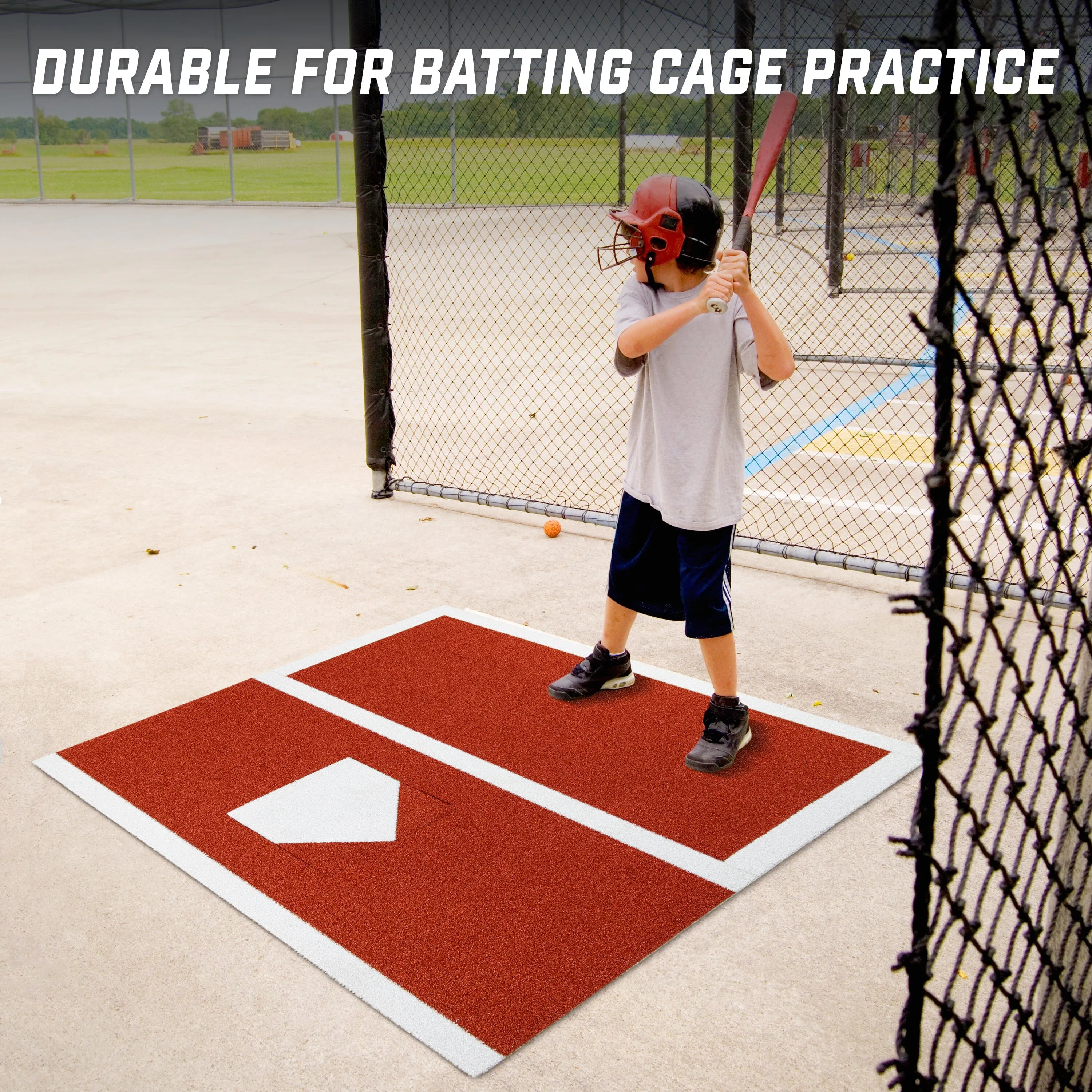 GoSports Baseball / Softball Turf Batting Mat - 6 ft x 5.5 ft Switch Hitting Design with Reversible Home Plate