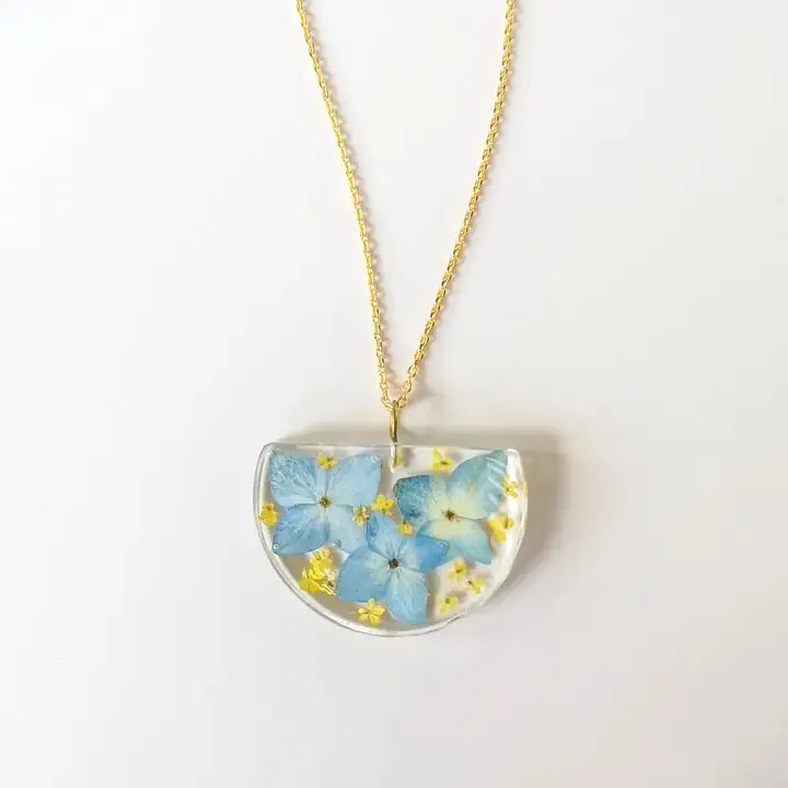 Half-Moon Ukraine Floral Pendant