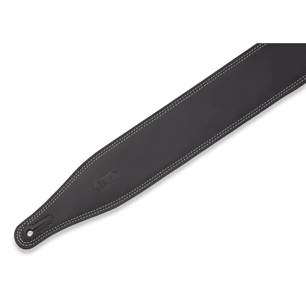 Levys 2 1/2 Inch Butter Double Stitch Guitar Strap Pull Up Leather Black