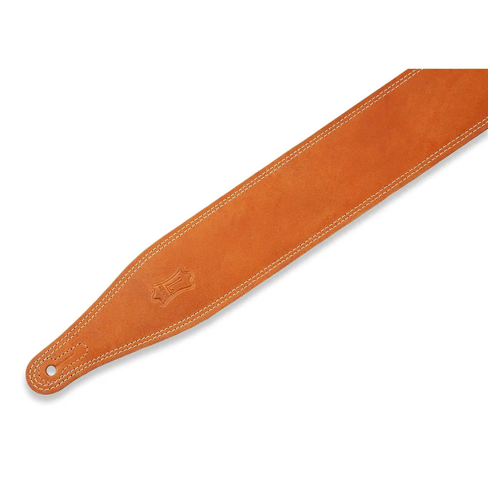 Levys 2 1/2 Inch Butter Double Stitch Guitar Strap Pull Up Leather Tan