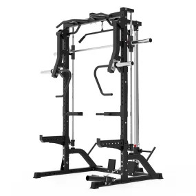 Multifunctional Half Rack Smith Machine Lat Pull Down Chest Press Dip Bar Landmine