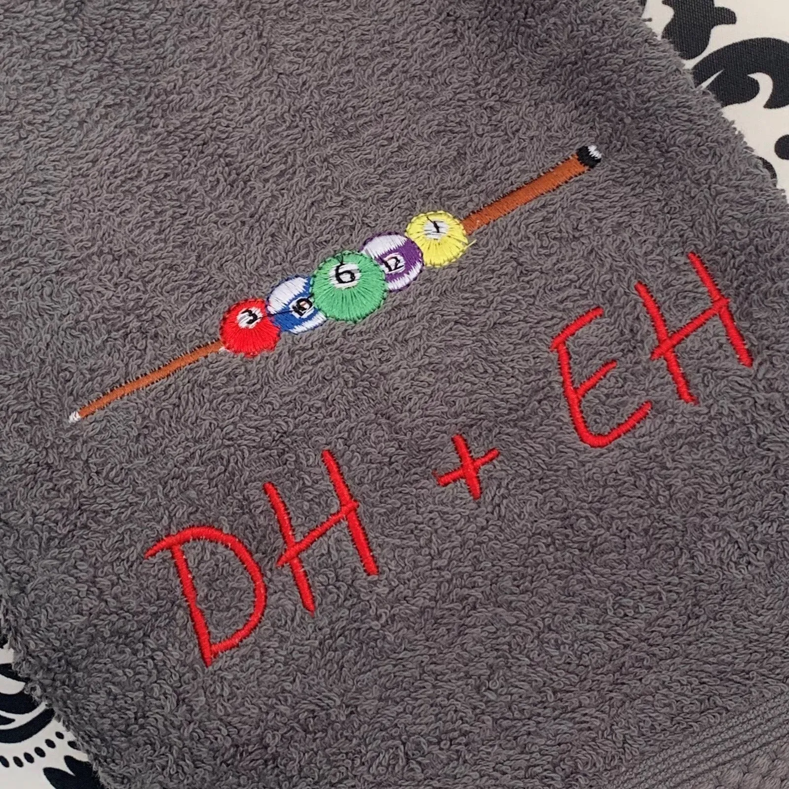 Pool - Balls & Cue Gym Towel - Personalised